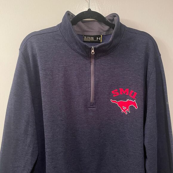 Under Armour SMU Long Sleeve Quarter Zip Pullover Navy 2XL - Picture 3 of 8